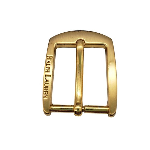 Vintage Ralph Lauren Logo Engraved Gold-Tone Belt Buckle Classic Preppy